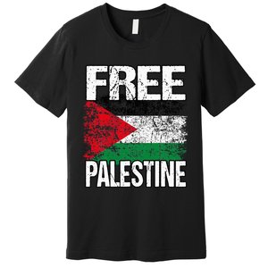 Free Palestine Flag Save Gaza Strip Palestinian Premium T-Shirt