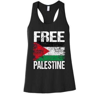 Free Palestine Flag Save Gaza Strip Palestinian Women's Racerback Tank