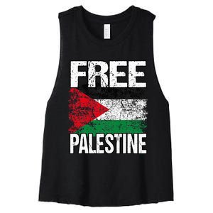 Free Palestine Flag Save Gaza Strip Palestinian Women's Racerback Cropped Tank