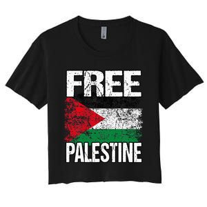 Free Palestine Flag Save Gaza Strip Palestinian Women's Crop Top Tee