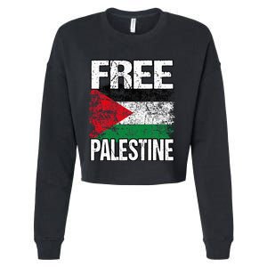 Free Palestine Flag Save Gaza Strip Palestinian Cropped Pullover Crew