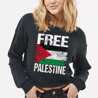 Free Palestine Flag Save Gaza Strip Palestinian Cropped Pullover Crew