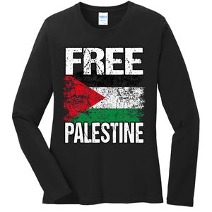 Free Palestine Flag Save Gaza Strip Palestinian Ladies Long Sleeve Shirt