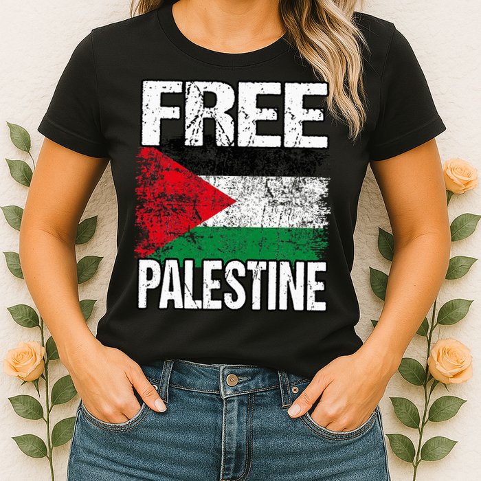 Free Palestine Flag Save Gaza Strip Palestinian Womens T-Shirt