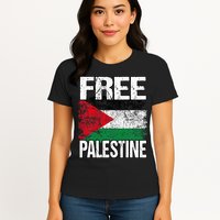 Free Palestine Flag Save Gaza Strip Palestinian Womens T-Shirt