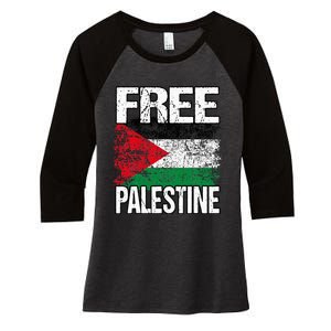 Free Palestine Flag Save Gaza Strip Palestinian Women's Tri-Blend 3/4-Sleeve Raglan Shirt