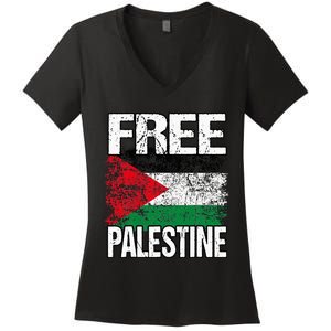 Free Palestine Flag Save Gaza Strip Palestinian Women's V-Neck T-Shirt