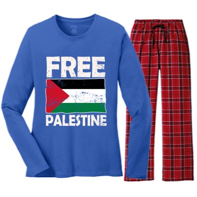 Free Palestine Free Gaza Funny Gift Women's Long Sleeve Flannel Pajama Set 