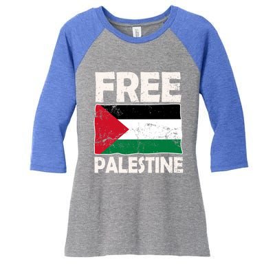 Free Palestine Free Gaza Funny Gift Women's Tri-Blend 3/4-Sleeve Raglan Shirt