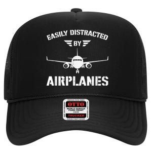 Funny Plane Flying Design For Pilot & Aviation Fans Airplane High Crown Mesh Back Trucker Hat