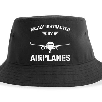 Funny Plane Flying Design For Pilot & Aviation Fans Airplane Sustainable Bucket Hat