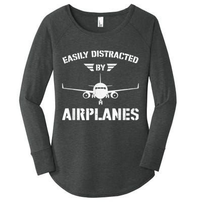 Funny Plane Flying Design For Pilot & Aviation Fans Airplane Women's Perfect Tri Tunic Long Sleeve Shirt