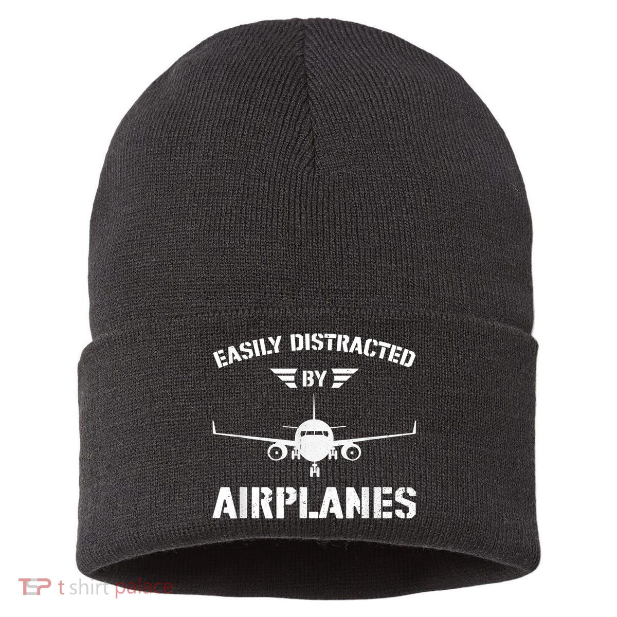 Funny Plane Flying Design For Pilot & Aviation Fans Airplane Sustainable Knit Beanie