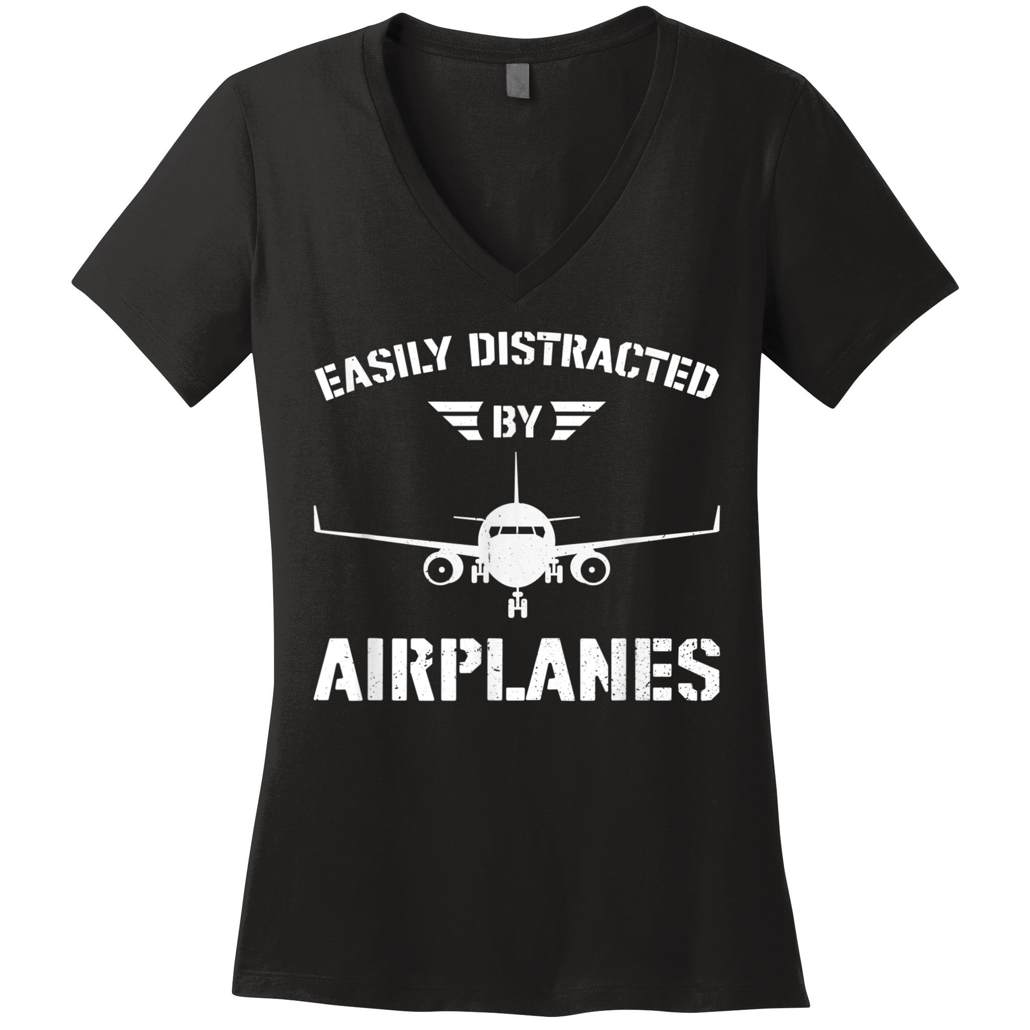 Funny Plane Flying Design For Pilot & Aviation Fans Airplane Women's V-Neck T-Shirt