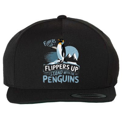 Funny Penguin Flippers Up I Stand With The Penguins Wool Snapback Cap