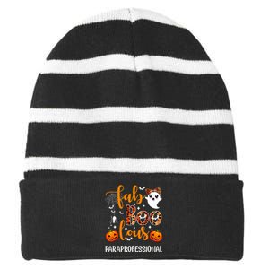 Faboolous Paraprofessional Funny Para Squad Happy Halloween Striped Beanie with Solid Band