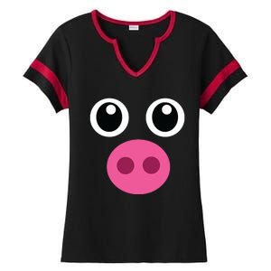 Funny Pig Face Shirts Swine Halloween Costume Gift Ladies Halftime Notch Neck Tee