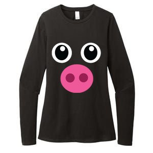 Funny Pig Face Shirts Swine Halloween Costume Gift Womens CVC Long Sleeve Shirt