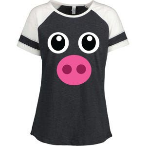 Funny Pig Face Shirts Swine Halloween Costume Gift Enza Ladies Jersey Colorblock Tee