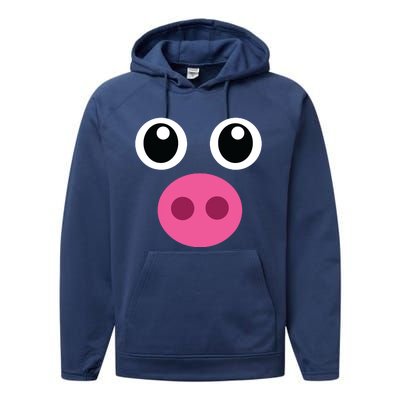 Funny Pig Face Shirts Swine Halloween Costume Gift Performance Fleece Hoodie