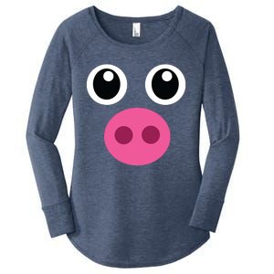 Funny Pig Face Shirts Swine Halloween Costume Gift Women's Perfect Tri Tunic Long Sleeve Shirt