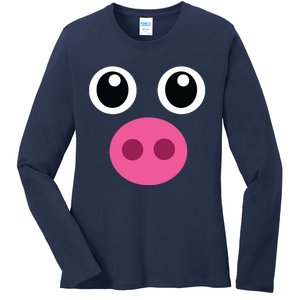 Funny Pig Face Shirts Swine Halloween Costume Gift Ladies Long Sleeve Shirt