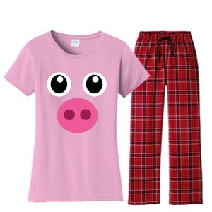 Funny Pig Face Shirts Swine Halloween Costume Gift Women's Flannel Pajama Set