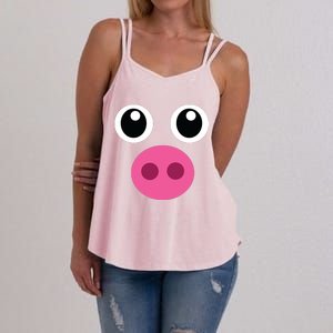 Funny Pig Face Shirts Swine Halloween Costume Gift Women's Strappy Tank