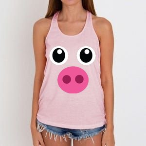 Funny Pig Face Shirts Swine Halloween Costume Gift Women's Knotted Racerback Tank