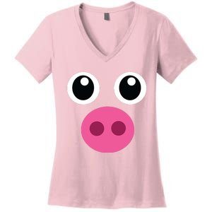 Funny Pig Face Shirts Swine Halloween Costume Gift Women's V-Neck T-Shirt