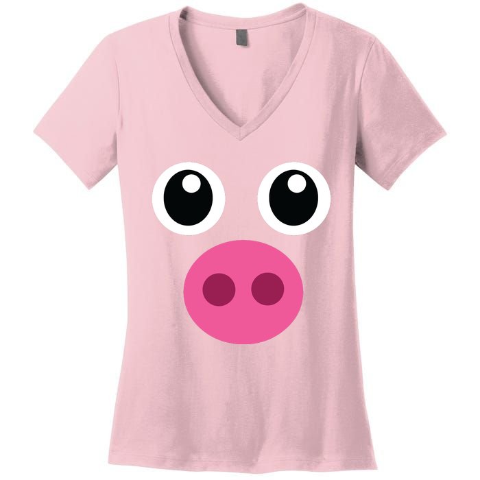 Funny Pig Face Shirts Swine Halloween Costume Gift Women's V-Neck T-Shirt