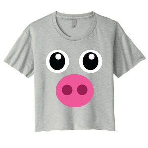 Funny Pig Face Shirts Swine Halloween Costume Gift Women's Crop Top Tee