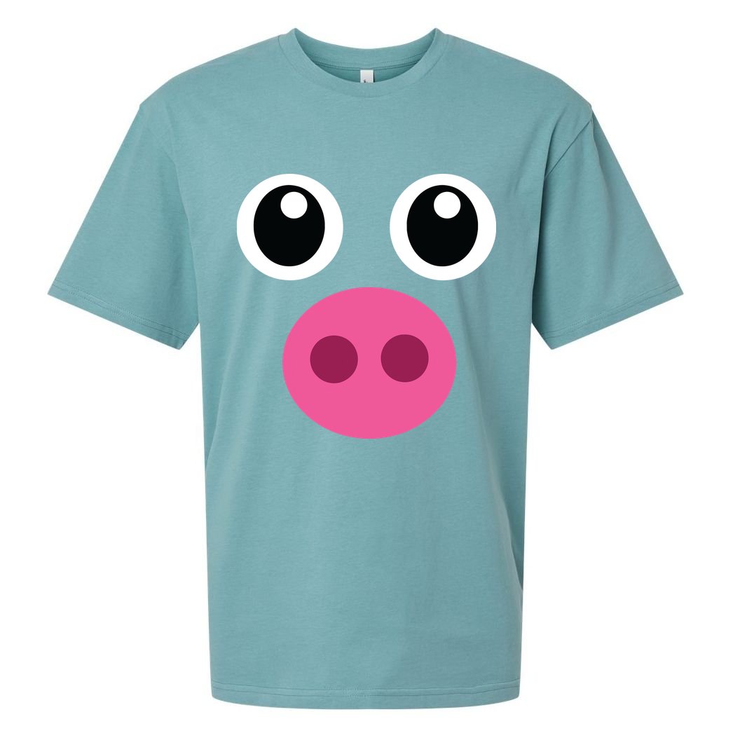 Funny Pig Face Shirts Swine Halloween Costume Gift Sueded Cloud Jersey T-Shirt