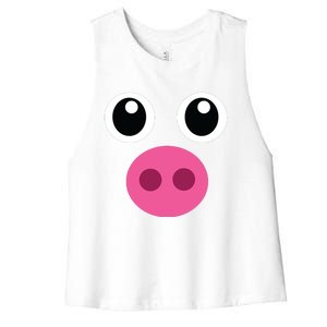 Funny Pig Face Shirts Swine Halloween Costume Gift Women's Racerback Cropped Tank