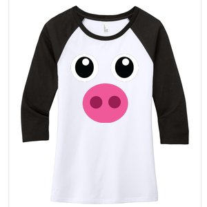 Funny Pig Face Shirts Swine Halloween Costume Gift Women's Tri-Blend 3/4-Sleeve Raglan Shirt