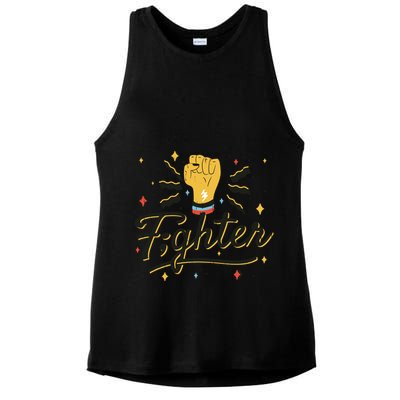 Fighter Powerful Fist Ladies PosiCharge Tri-Blend Wicking Tank