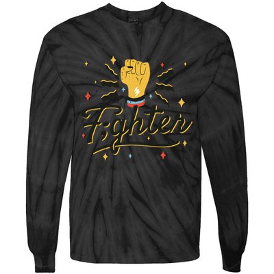 Fighter Powerful Fist Tie-Dye Long Sleeve Shirt