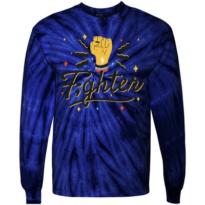 Fighter Powerful Fist Tie-Dye Long Sleeve Shirt