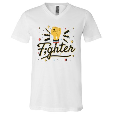 Fighter Powerful Fist V-Neck T-Shirt