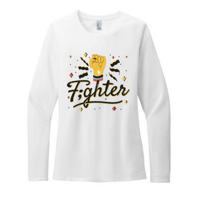 Fighter Powerful Fist Womens CVC Long Sleeve Shirt