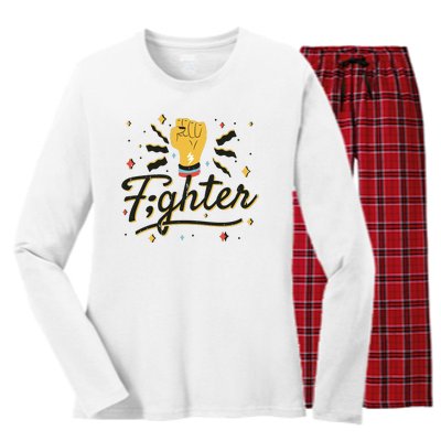 Fighter Powerful Fist Women's Long Sleeve Flannel Pajama Set 