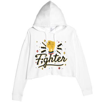 Fighter Powerful Fist Crop Fleece Hoodie