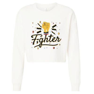 Fighter Powerful Fist Cropped Pullover Crew
