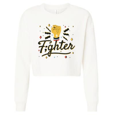 Fighter Powerful Fist Cropped Pullover Crew