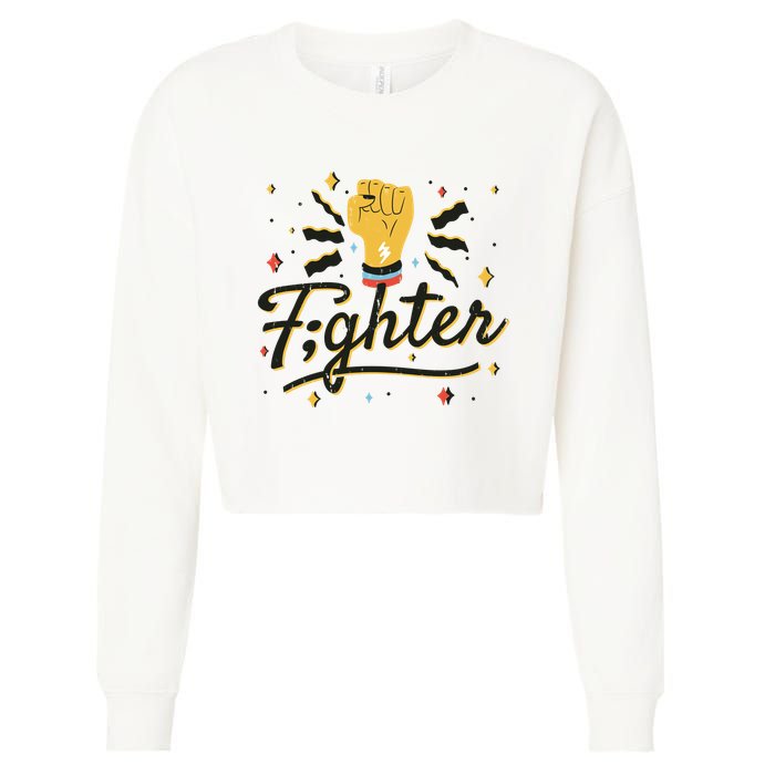Fighter Powerful Fist Cropped Pullover Crew