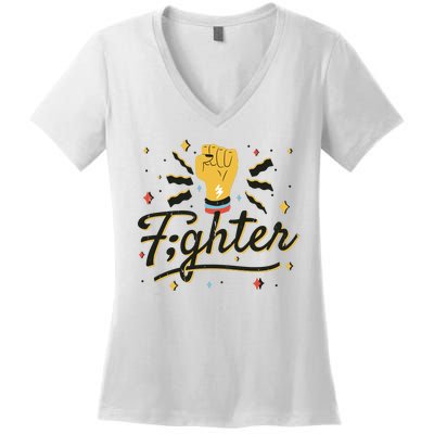 Fighter Powerful Fist Women's V-Neck T-Shirt