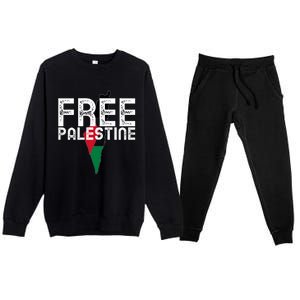 Free Palestine Flag Arabic Free Gaza Palestinian Flag Premium Crewneck Sweatsuit Set