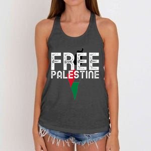 Free Palestine Flag Arabic Free Gaza Palestinian Flag Women's Knotted Racerback Tank