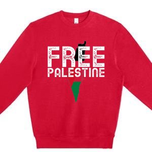 Free Palestine Flag Arabic Free Gaza Palestinian Flag Premium Crewneck Sweatshirt