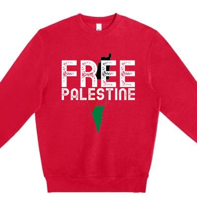 Free Palestine Flag Arabic Free Gaza Palestinian Flag Premium Crewneck Sweatshirt